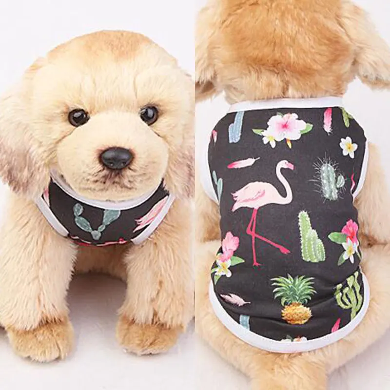 2021 Summer Cartoon Cat Vest Dog T-Shirts Print Pet Clothes Costume Cats Thin Clothing For Small Dogs Chihuahua Cute Puppy Vest