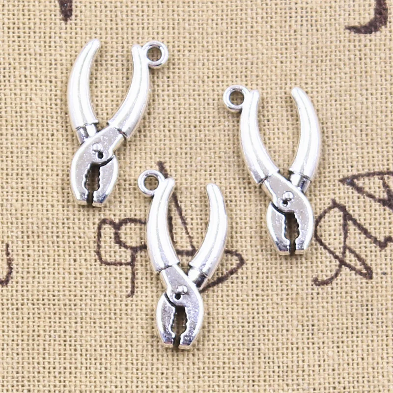 

10pcs Charms tools vise pincer pliers 25x13mm Antique Silver Color Pendants Making DIY Handmade Tibetan Finding Jewelry