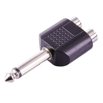 

2x 6.35mm Male Mono Plug to Dual RCA Female Jack Audio Cable Adapter Connector
