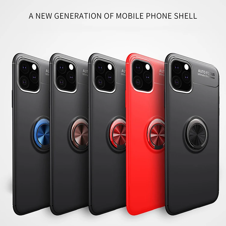 200 шт Мягкий защитный чехол из ТПУ для iPhone 11 Pro Max XS XR X 8 7 6 6S Plus Магнитный вращающийся стенд с металлическим кольцом