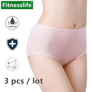 

3 pcs / lot Pack Menstrual Underwear Period Panties Leak Proof Cotton for Teen Women Feminine Hygiene Soft Pants Briefs L XL XXL