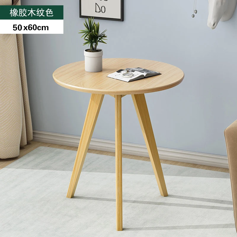Круглый деревянный журнальный столик в скандинавском стиле, современный столик для гостиной, небольшой столик, креативный простой столик для маленькой квартиры, Балконный чайный столик - Цвет: 50cm 10605 B