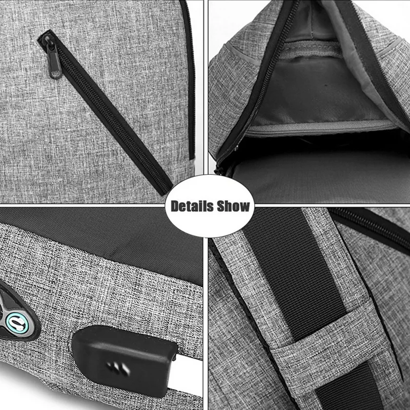 Мужской рюкзак с USB защитой от кражи, Спортивная нагрудная сумка, повседневная сумка на плечо, модная мужская многофункциональная сумка