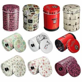 

New Double Cover Mini Cute Kawaii Cylinder Small Iron Roll Tea Storage Box Tin Case Memo Pad Note Cartoon Home Organizer Supplie