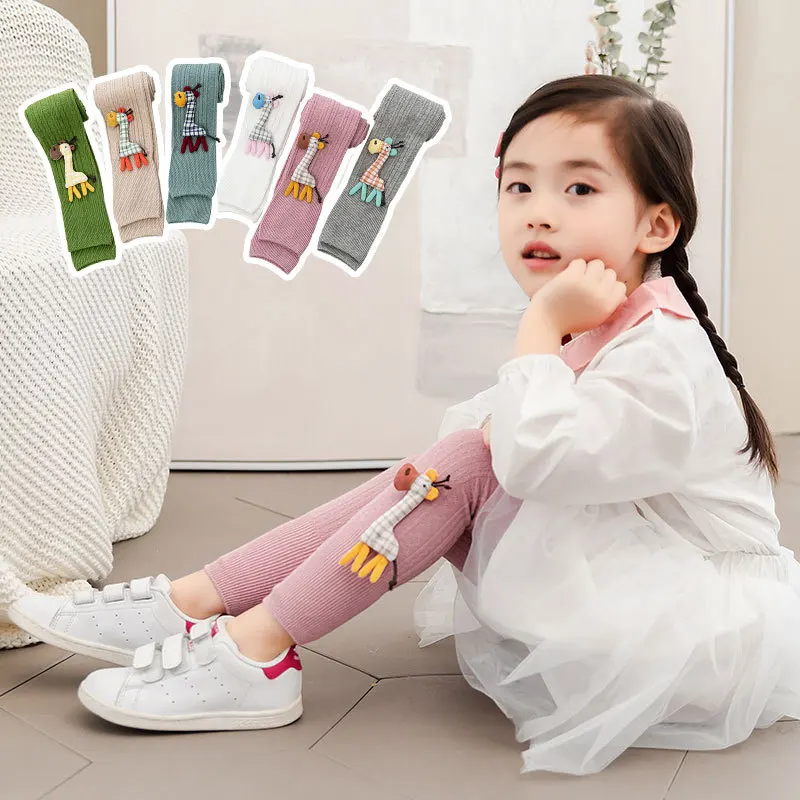 1 to 8 Years Spring Autum Cute Deer Girl Trousers Cotton Girls' Leggings Soft Knitted Pants for Children's Legging girl leggings,girl skirt trousers,kids tights