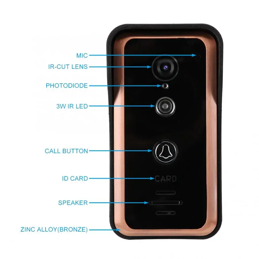 Camera Monitor Doorbell 7 in 2 Monitors Wired Video Door Phone IR Camera Intercom with Cathode Lock 100-240V bell