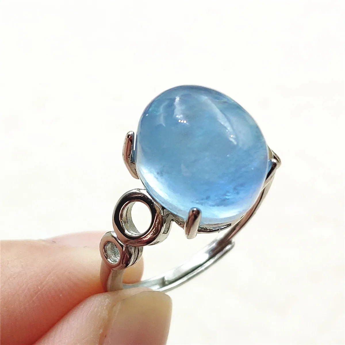 jewellery shop near me Genuine Natural Blue Aquamarine Clear Oval Ring Adjustable Crystal Size 925 Silver Aquamarine Ring Gemstone AAAAA nose pin