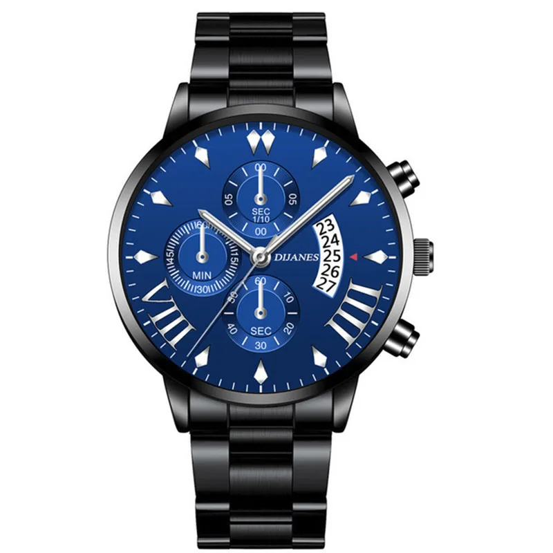 New Men Business Stainless Steel Quartz Wristwatch Fashion Mens Watches Calendar Date Clock Man Silver Bracelet Male Watch 
