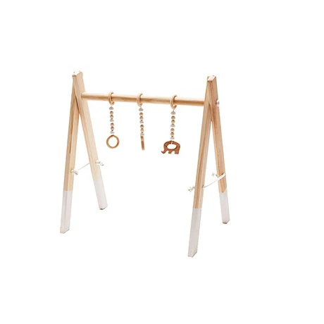 1 Набор, деревянная погремушка-грызунок, детские игрушки для игры в тренажерный зал, мобильная сенсорная структура для новорожденных, подарки для кормления детей, аксессуары для коляски ручной работы - Цвет: White with pendants