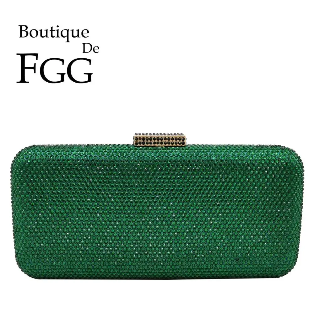 Женский клатч с кристаллами Boutique De FGG изумрудно-зеленый вечерний сумочки для