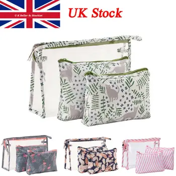 

New style 3pcs Cosmetic Toiletry Travel Wash Makeup Bag Holder Pouch Kits Set PVC Material Waterproof Transparent Storage Bags