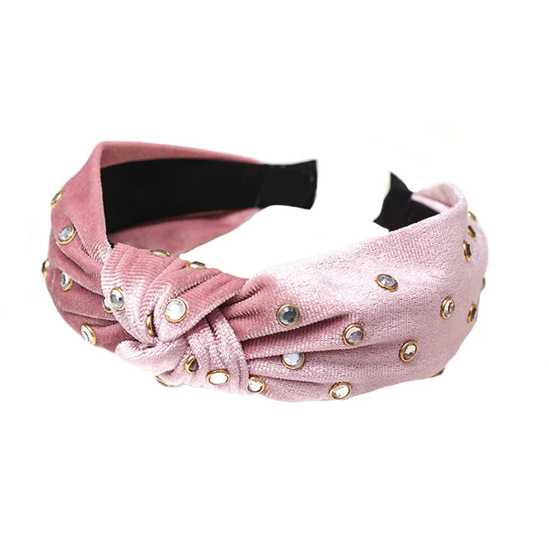 Winter Velvet Knot headband For Women Cross Bow Rhinestones Hair band Hoops Hair Accessories Girls Turban Fashion Party Headwear