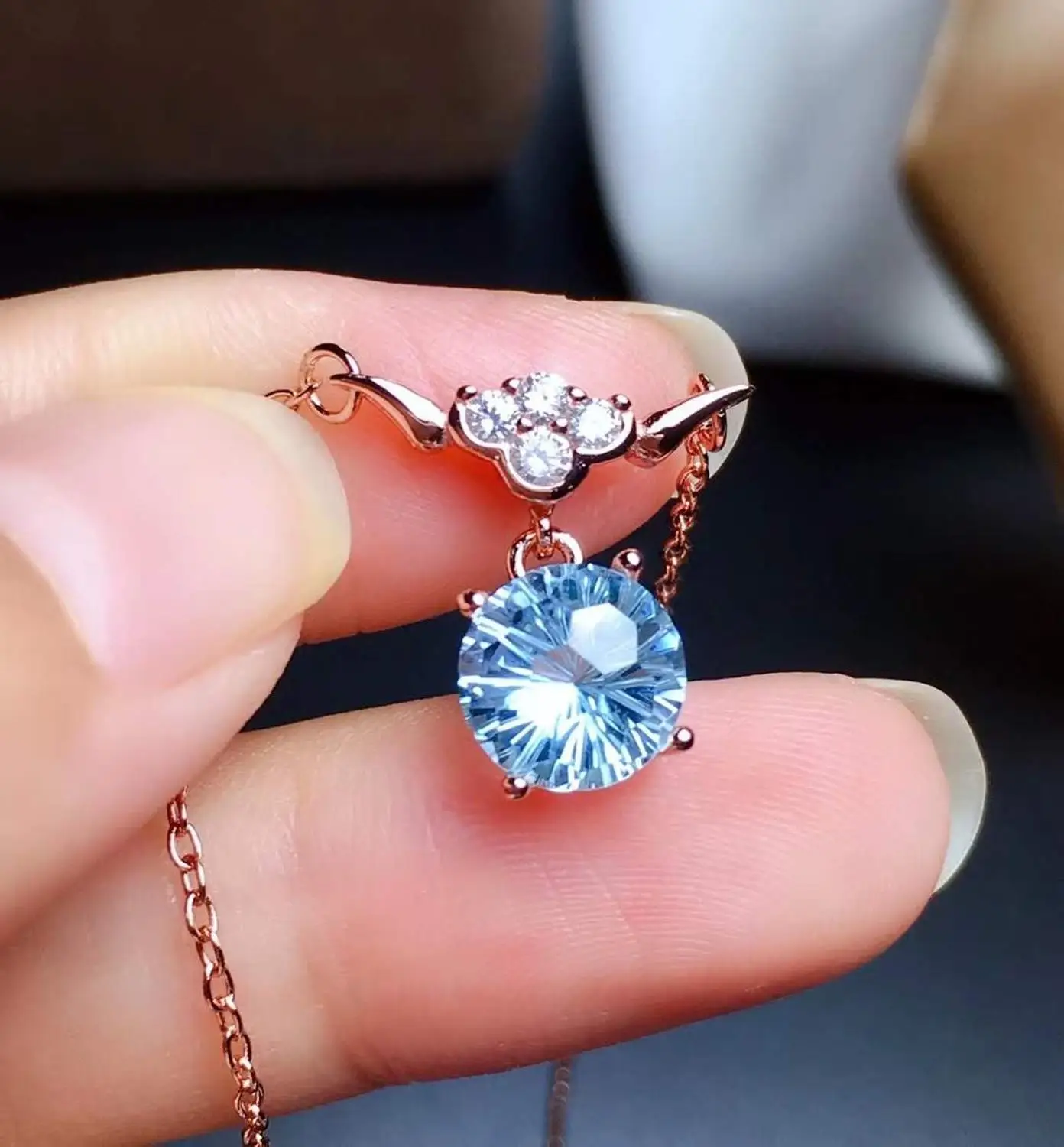 Blue Topaz Natural And Real pendant Necklace real 925 sterling silver Pendant | Украшения и аксессуары