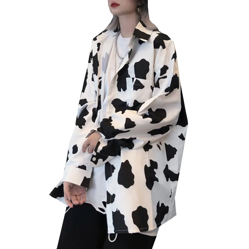 

Women Blouses Cow Print Long Sleeve Female Blouse Shirt Turn Down Collar Woman Blouses Office Shirts Fashion Casual Blouse Tops