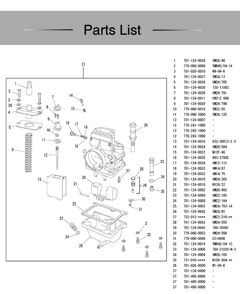 tm30 tm34 tm32 plana slide carburador torneira TM34-2 42-6100