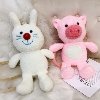 

Cartoon Animal Rabbit Pig Plush Bag 2020 New Style Cute Rabbit Shoulder Bag Girl Messenger Bag Student Change Phone Bag