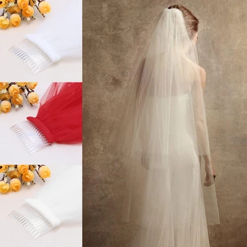 

1 Layer Soft Bride Wedding Bridal 3M Long Veil Church Cathedral With Comb New