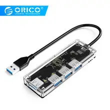 ORICO Mini 4 порта USB 3,0 концентратор прозрачный высокоскоростной SD TF кард-ридер OTG адаптер сплиттер для MacBook ноутбука планшета компьютера