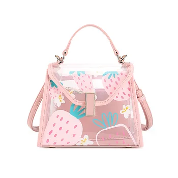 

New Fashion Clear Jelly Bags Summer Korean Cute Cartoon Fruit Floral Prints Transparent Bag set Crossbody Bags for Women 2020
