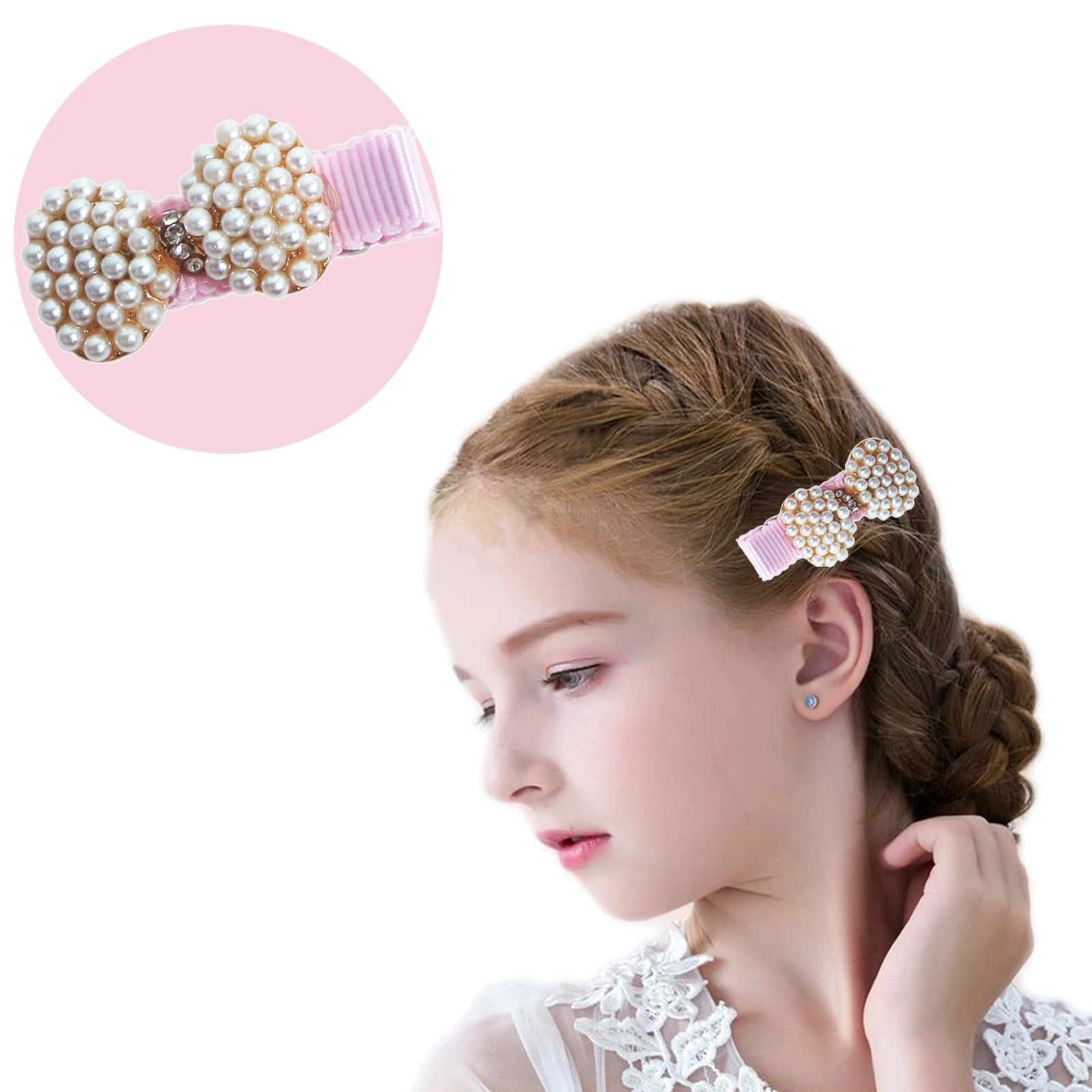 

1 Pcs Princess Children Hair Clips Bowknot Pearls Baby Hairpins Daily Wear Bows Girls Headwear Kids Headdress Hair Accessories