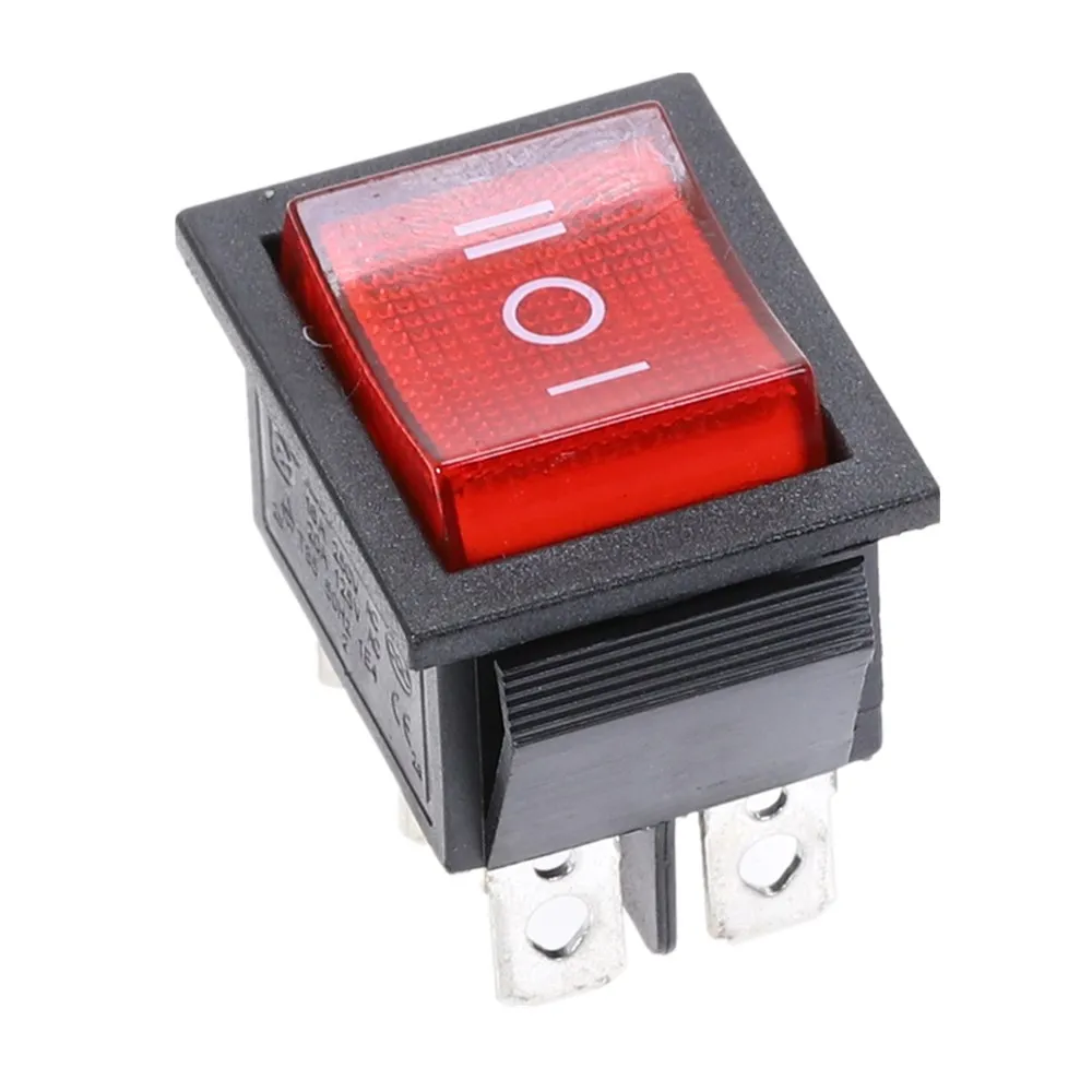 KCD2 Rocker Switch On-Off-On Power Switch 3 Position 6 Pins With Light 16A 250VAC/ 20A 125VAC - Цвет: Red