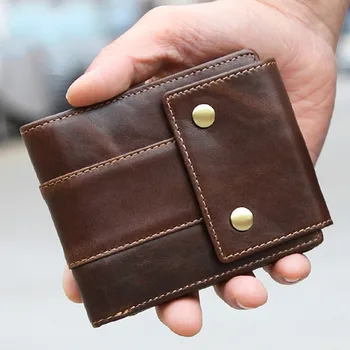 

New Cow Leather Cross Section Storage Coin Purse Men's Genuine Leather Short Wallet Luxury Trendy Men's Business Short Wallet