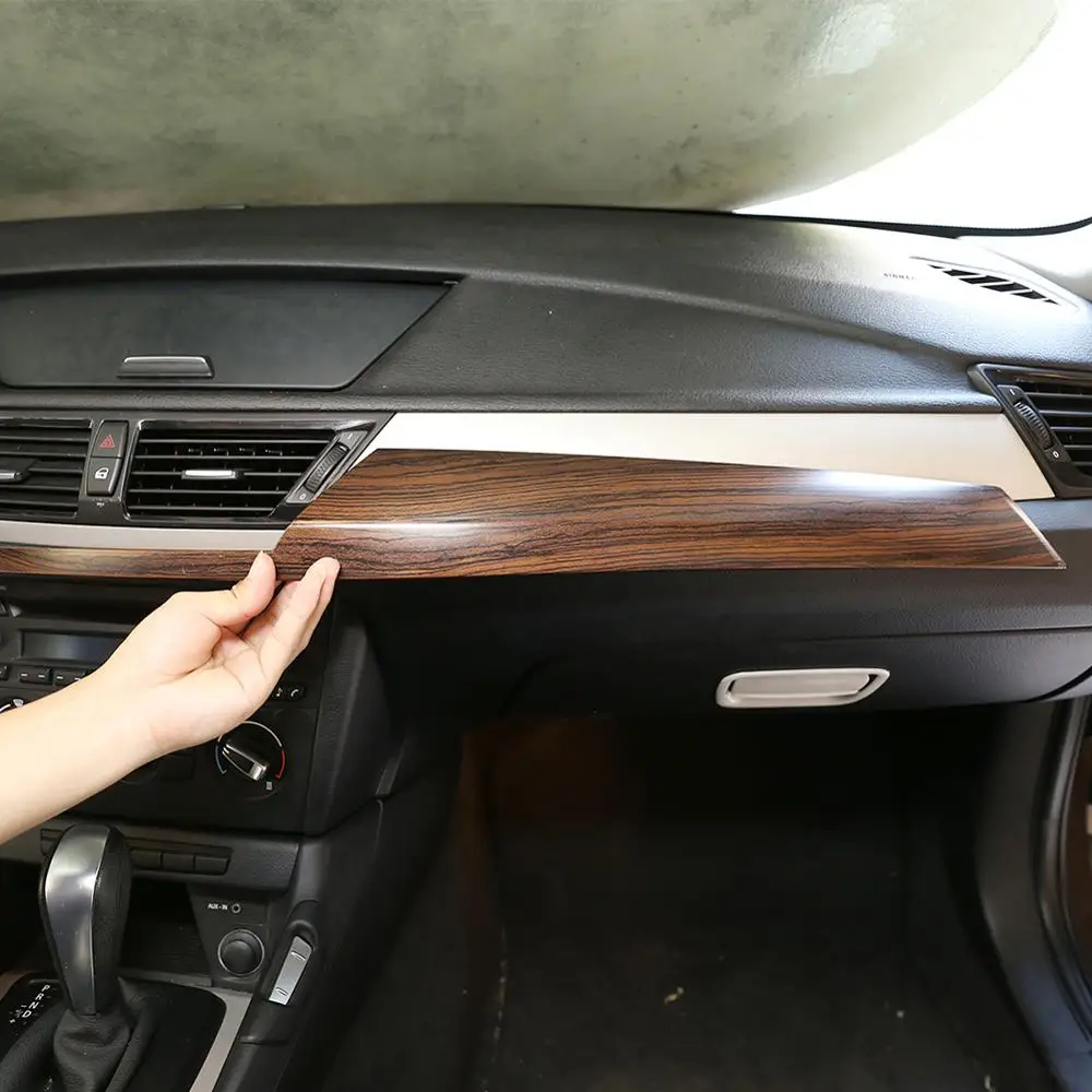 

1pcs Pine Wood Grain ABS Plastic Sticker Center Console Decoration Panel Trim for BMW X1 E84 2011-2015 LHD Vehicles Accessories