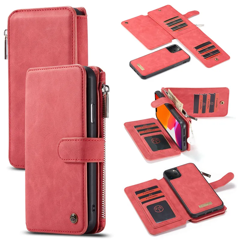 Red Style 2 Роскошный кожаный чехол-кошелек для iPhone 11 Pro Max, многофункциональный чехол-кошелек для samsung Note 10 Plus, чехол для телефона s Coque - Цвет: Red Style 2