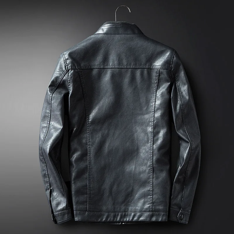 

New Style Korean-style Imitation Leather Clothing MEN'S Leather Jacket Autumn Clothing Men Stand Collar Short PU Leather Thin Fa