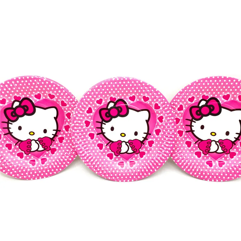 Скатерть принцессы hello kitty для девочек, подарочный набор для дня рождения, тарелка и чашка для вечеринки, маска для душа, одноразовые наборы посуды