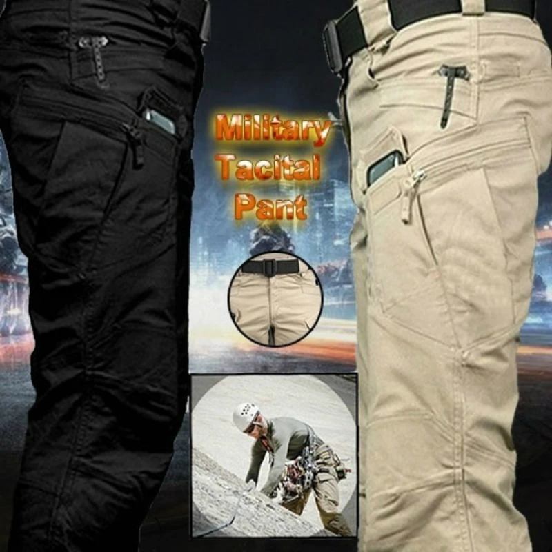 

IX7 City Tactical Cargo Pants Men Combat SWAT Army Military Pants 100% Cotton Elastic Fabric Outdoor Training Trousers