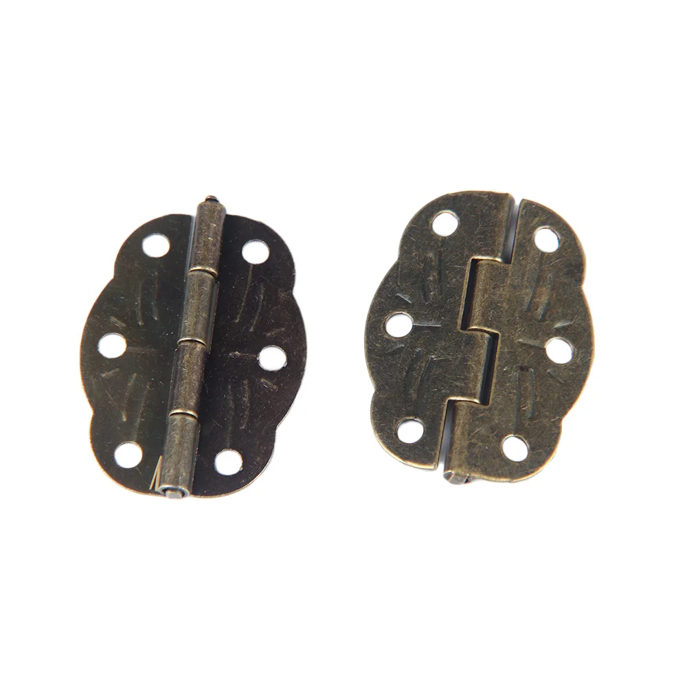 10 Pcs Mini Bronze Gold Hinged Oval Antique Door Hinges For Wooden Cabinet Drawer Jewellery Box Furniture Hardware