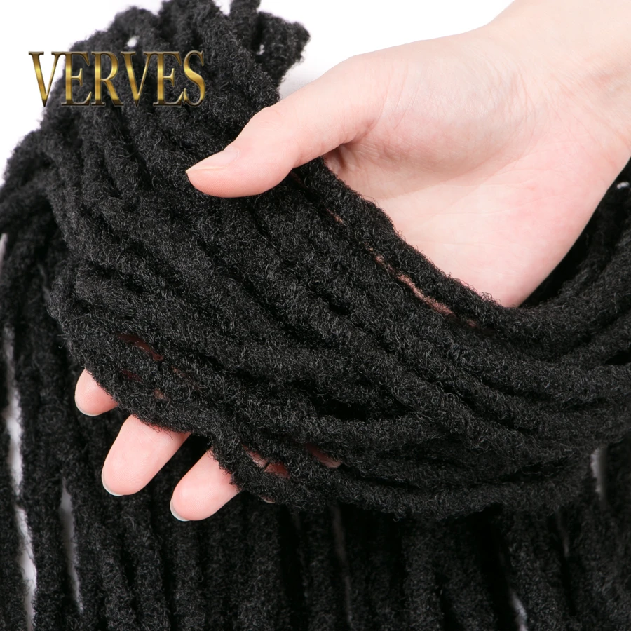 VERVES Soft Dreadlocks Synthetic Crochet Hair 12 strands/pcs Black Brown Crochet Braiding Hair For Women And Men 20'' Hair Piece 6