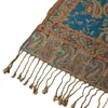 Pashmina Silk Scarf Shawl Wrap Paisley Jacquard Flowers Borders Rave 2 Layers Reversible Classic Tassels For Women 70X180cm 200g 6