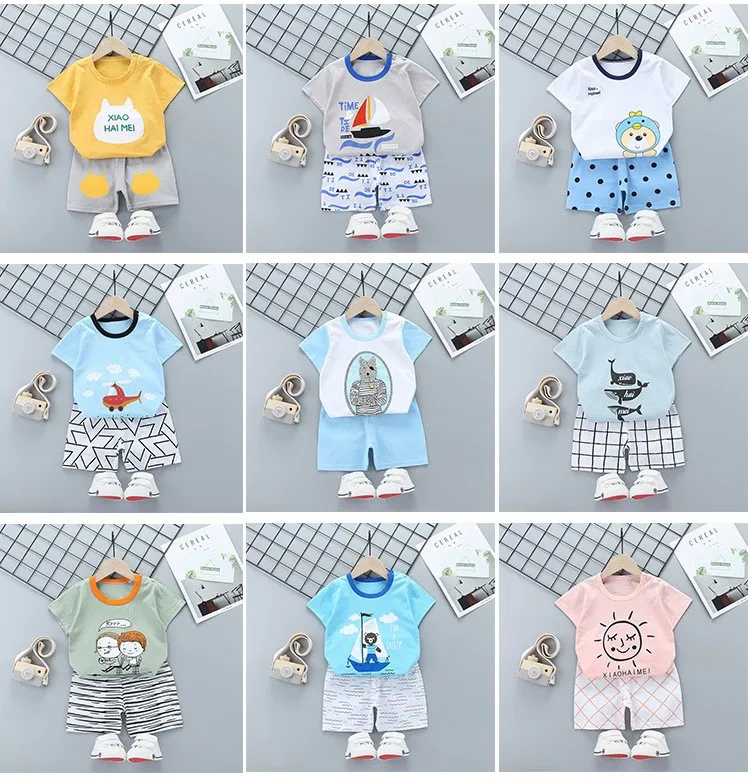 baby shirt clothing set Summer Newborn Children's Clothing Pure Cotton Two Piece Suit Boys And Girls Short Sleeve Shorts T-shirt Home Wear Baby Clothing Set expensive