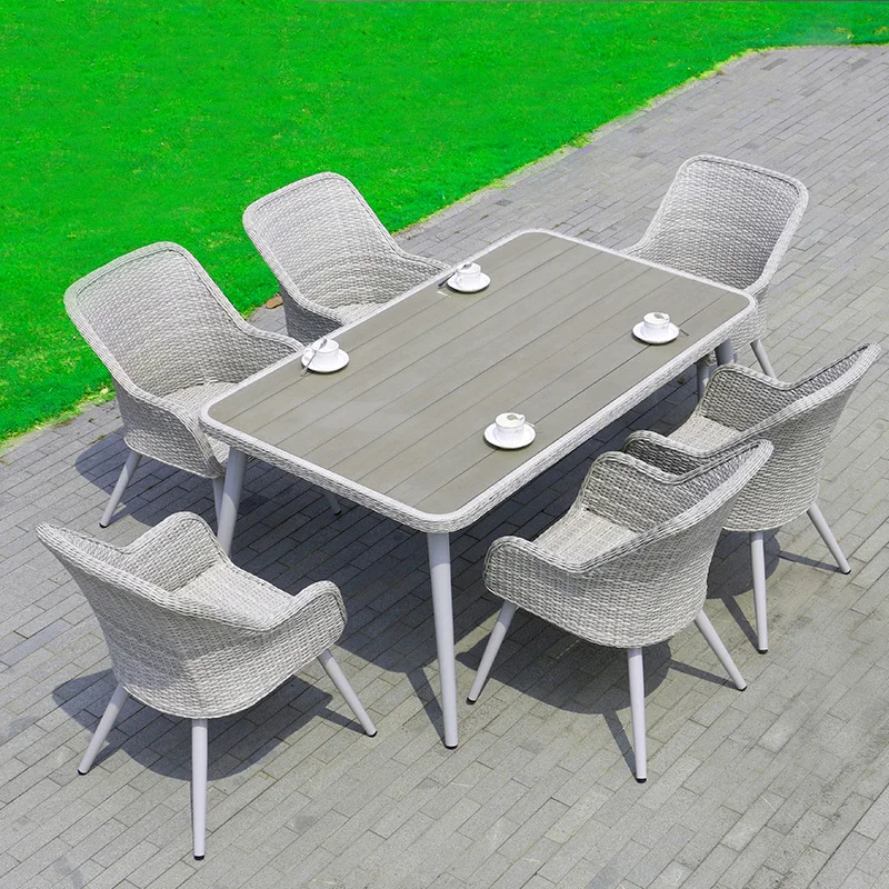 Patio Furniture Garden Furniture Sets Outdoor Balcony Rattan Table Chair Waterproof Restaurant Coffee Shop Leisure Back Chairs
