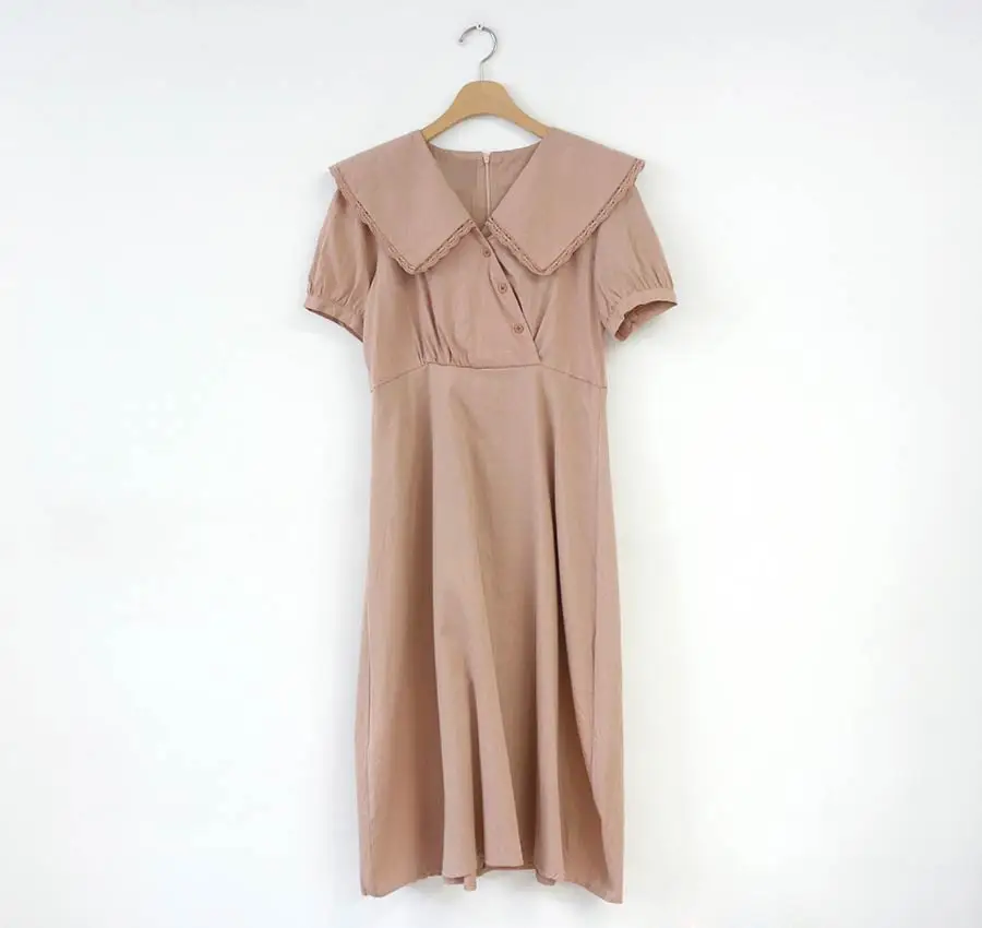 Большие размеры; новое летнее платье для девочек; Boho; вечерние однотонные розовые женские винтажные платья на пуговицах с коротким рукавом; женские платья; Robe Vestido