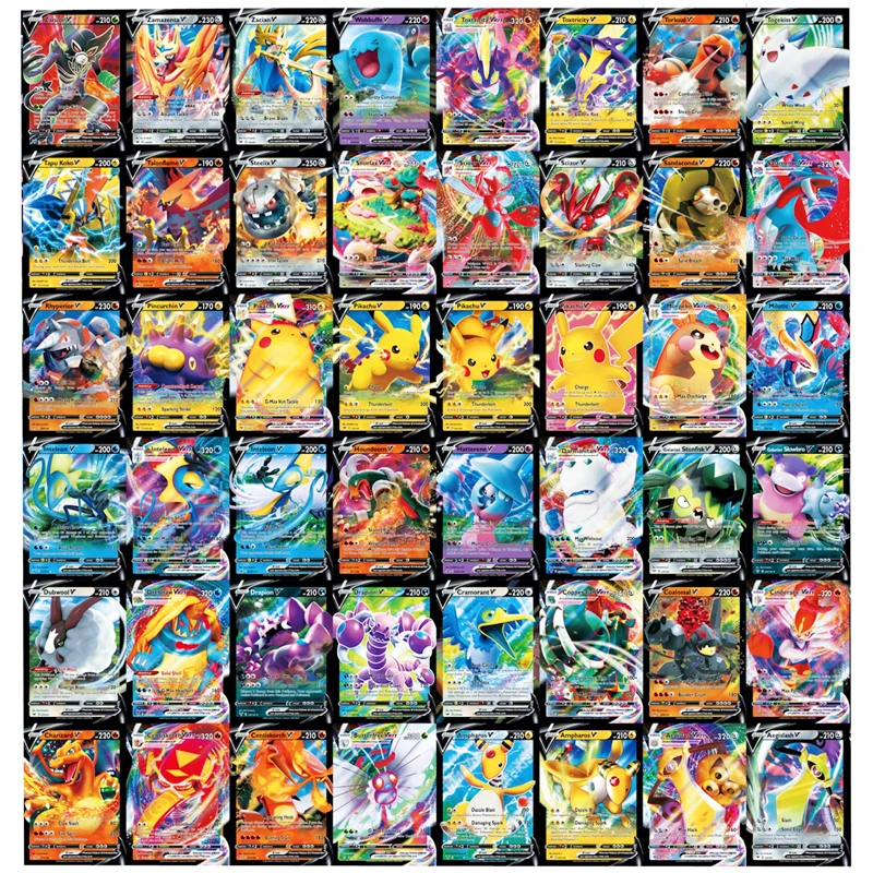 Tarjeta de Pokémon versión en inglés con 60 V MAX Tag Team 200 GX 20 ENERGY 20 MEGA 20 EX 10, Cartas coleccionables de juego brillante