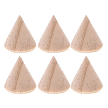 

6 pieces Natural Wood Cone Shape Jewelry Ring DIY Decoupage Crafts 3cm Showcase