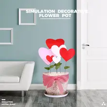 DishyKooker DIY Длинная лента Любовь Сердце Имитация цветок декор для Валентина цветочный горшок