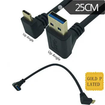 

Gold Plated 90 degree UP Down Angle USB 3.0 Male to USB3.1 Type-C Male Down /Up Angle USB Data Sync & Charge Cable Connector