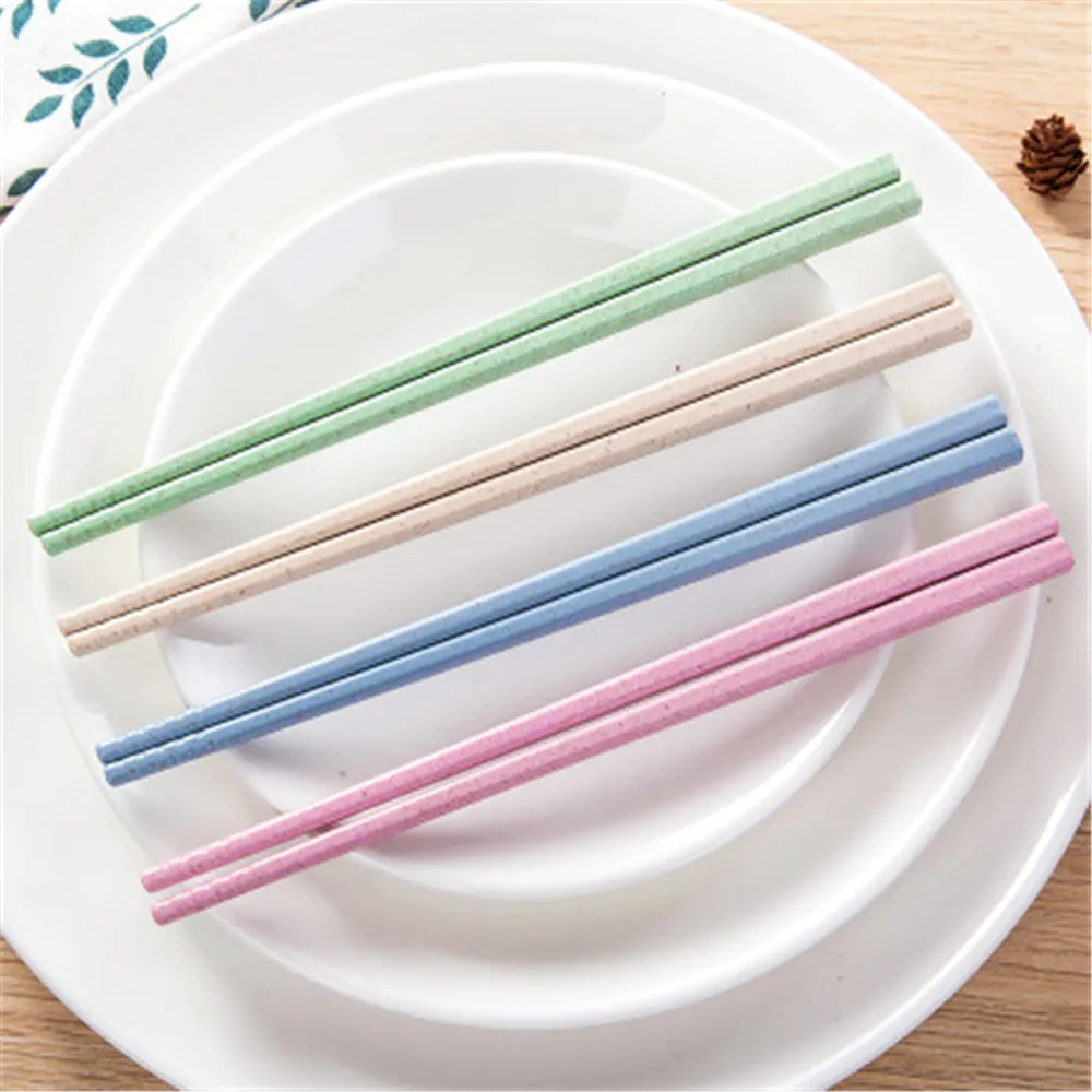 1 Pair Wheat Straw Chopsticks Portable Japanese Tableware Hotel Restaurant Chopsticks Non-Slip Chinese Chopsticks Kitchen Tool