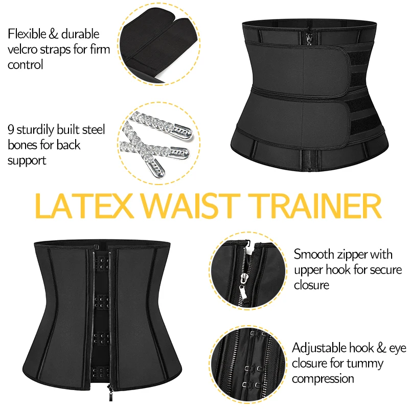 Latex Waist Trainer Corset for Men Weight Loss Sauna Sweat Fat Burner Workout Girdle Slimming Body Shaper Fitness Belt Trimmer