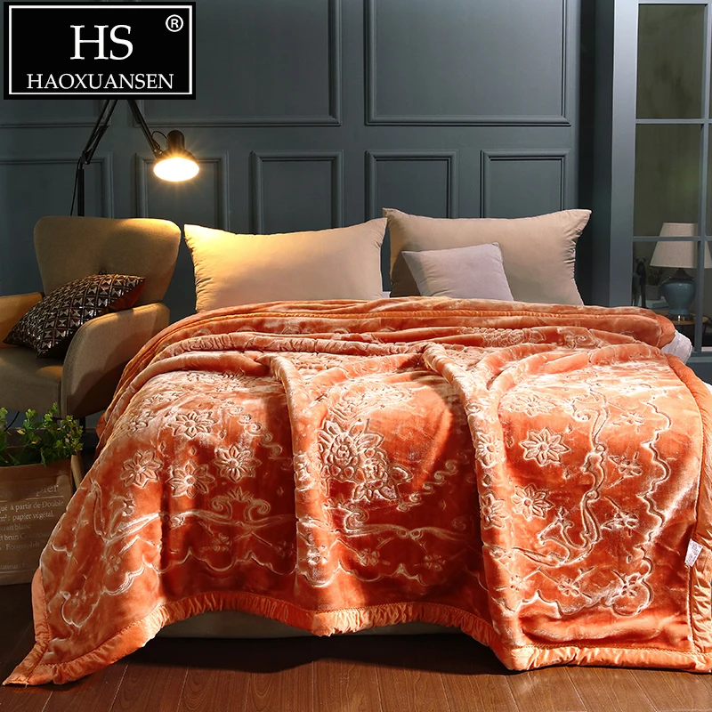 Brown 200*230 cm Super Soft Embossed Raschel Blanket Cozy Sofa Throw 2 Ply Fluffy Warm Bedspread 4 kg All Season Comforter | Дом и сад