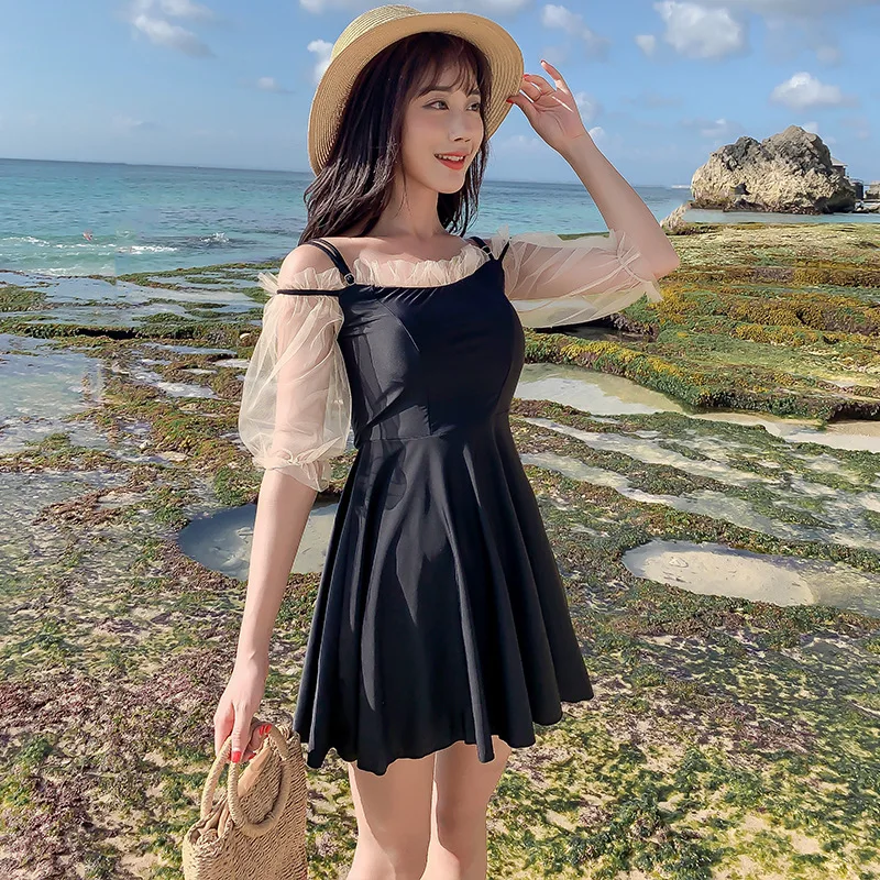 

Swimwear For Women Women's 1 Piece Swimsuit Ladies Solid Swimwears One Swimsuits With Skirt Suits Web Ins Hot Bathing Suit Print