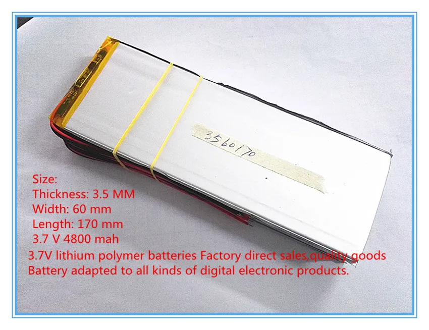 3,7 V 4800mAh литий-ионный планшет полимерная батарея 3560170 таблетки светодиодный мобильный аккумулятор