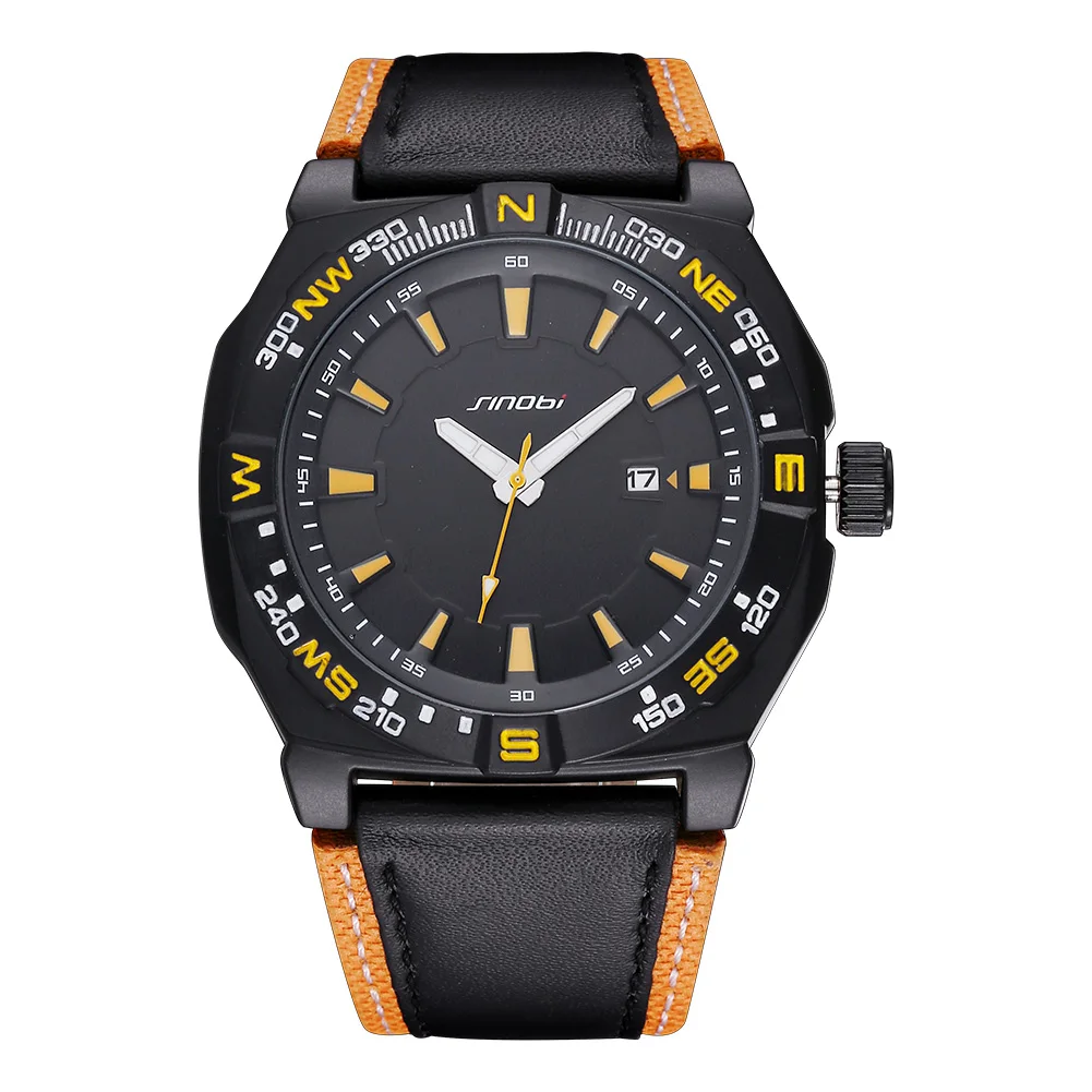 

2019 Luxury Brand Sports Men's Watch Leather Strap Military Automatic Date Waterproof Quartz Men's Watch Relogio Masculino