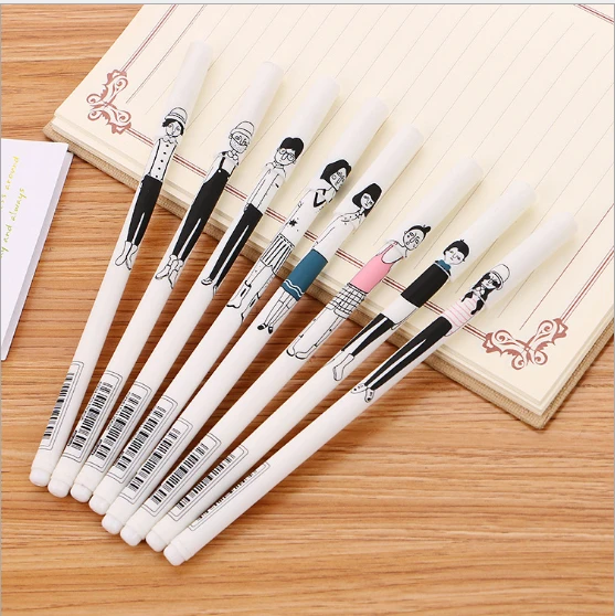 100pcs/Lot Wholesale Gel Pen New Hand Drawn Character Neutral Pen 0.38mm Cute Student Stationery Writing SuppliesGP498