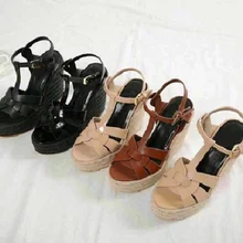 Г., модные босоножки на платформе женская летняя обувь из натуральной кожи на высоком каблуке с ремешком на щиколотке Элегантная удобная обувь на танкетке