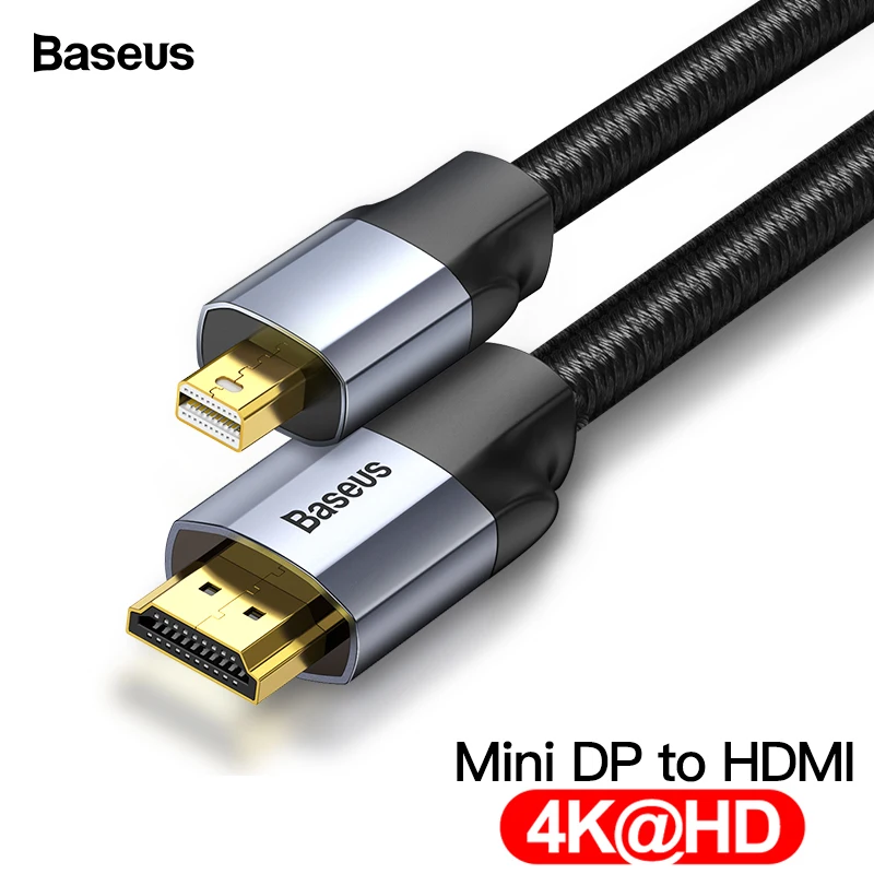 

Baseus Mini DP to HDMI Cable 4K Male to Male Mini DisplayPort to HDMI Cable For Thunderbolt 1 2 Mini Display Port Adapter Cord